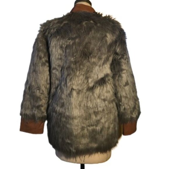 Vintage 90s old stock NWT faux fur and leather teddy hairy shaggy jacket blazer - Picture 6 of 14